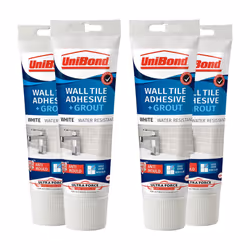UniBond Anti Mould 2 in 1 Wall Tile Adhesive&Grout for Easy Tiling 300g, 4 Pack