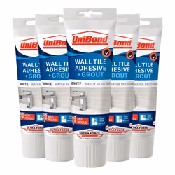 UniBond Anti Mould 2 in 1 Wall Tile Adhesive&Grout for Easy Tiling 300g, 5 Pack
