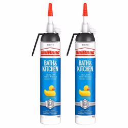 UniBond Mould Resistant Bath & Kitchen Silicone Sealant White, 208g, 2pk