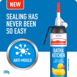 UniBond Mould Resistant Bath & Kitchen Silicone Sealant White, 208g, 2pk