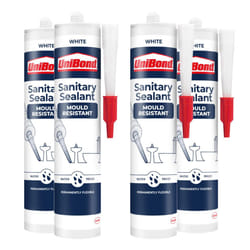 UniBond Mould Resistant Sanitary Sealant Cartridge White 274 g, 4 Pack