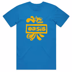 Oasis T Shirt Drawn Band Logo Definitely Maybe new Official Mens - S, Sapphire Blue