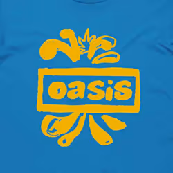 Oasis T Shirt Drawn Band Logo Definitely Maybe new Official Mens - S, Sapphire Blue