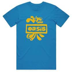 Oasis T Shirt Drawn Band Logo Definitely Maybe new Official Mens - M, Sapphire Blue