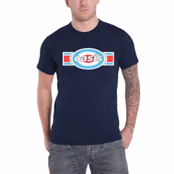 Oasis T Shirt Band Logo Target Oblong new Official Mens Navy Blue - S