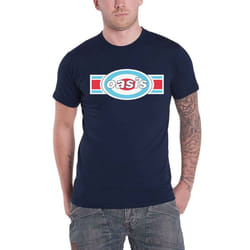 Oasis T Shirt Band Logo Target Oblong new Official Mens Navy Blue - S