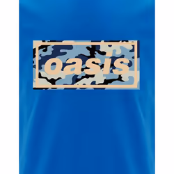 Oasis T Shirt Camo Band Logo new Official Mens Blue - S