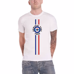 Oasis T Shirt Stripes 95 Band Logo new Official Mens White - S