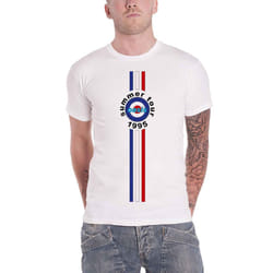 Oasis T Shirt Stripes 95 Band Logo new Official Mens White - S