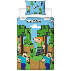 Minecraft Official Single Duvet Cover Set, Epic Design | Blue Reversible 2 Sided Bedding Duvet Cover Official Merchandise...