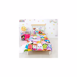 Squishmallows Jazzy Design Single Duvet Cover Set | Reversible 2 Sided Bedding Including Matching Pillow Case, Polycotton