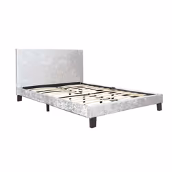 Grey Small Double Bed Frame Birlea Berlin Steel Crushed Velvet 4FT 120CM