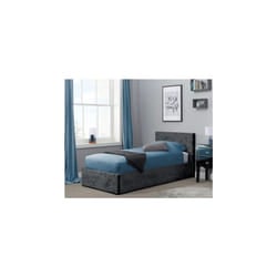 Single Beda Fabric Ottoman - Black Crushed Velvet