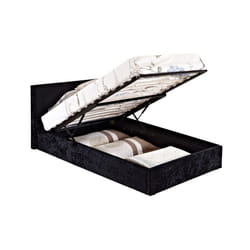 Small Double Ottoman Bed Black Birlea Berlin Velvet Storage 4FT 120CM Frame