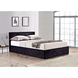 Small Double Ottoman Bed Black Birlea Berlin Velvet Storage 4FT 120CM Frame