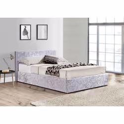 Small Double Ottoman Bed Grey Birlea Berlin Steel Velvet Storage 4FT 120CM Frame
