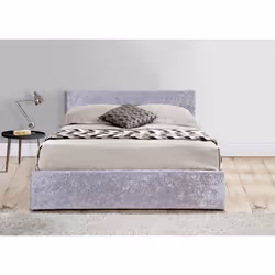 Small Double Ottoman Bed Grey Birlea Berlin Steel Velvet Storage 4FT 120CM Frame
