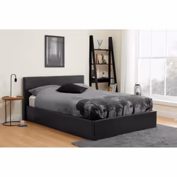 Small Double Ottoman Bed Black Birlea Berlin Leather Storage 4FT 120CM Frame