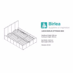 Small Double Ottoman Bed Black Birlea Berlin Leather Storage 4FT 120CM Frame - Additional view 8