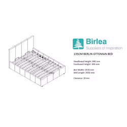 Double Ottoman Bed Black Birlea Berlin Faux Leather Storage 4FT6 135CM Frame - Additional view 8