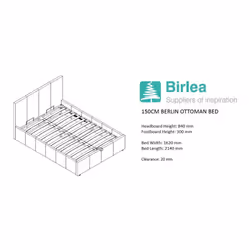 King Size Ottoman Bed Black Birlea Berlin Faux Leather Storage 5FT 150CM Frame - Additional view 8