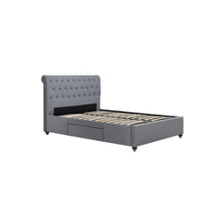 Marlow Grey Velvet Storage Bed - 2 Drawers - Sprung Slatted Base