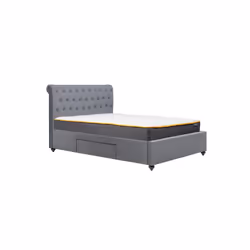 Marlow Grey Velvet Storage Bed - 2 Drawers - Sprung Slatted Base