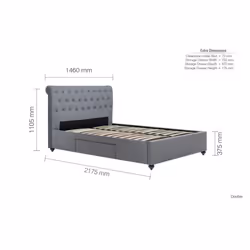 Marlow Grey Velvet Storage Bed - 2 Drawers - Sprung Slatted Base - Additional view 6