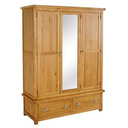 Woburn Oak 3 Door 2 Drawer Wardrobe