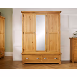 Woburn Oak 3 Door 2 Drawer Wardrobe