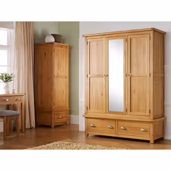 Woburn Oak 3 Door 2 Drawer Wardrobe