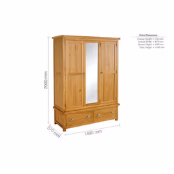 Woburn Oak 3 Door 2 Drawer Wardrobe - Additional view 6