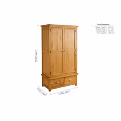 Woburn Oak 2 Door 2 Drawer Wardrobe - Additional view 7