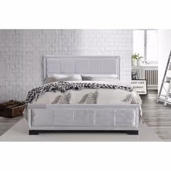 Grey Double Bed Frame Birlea Hannover Steel Crushed Velvet Fabric 135cm 4ft6