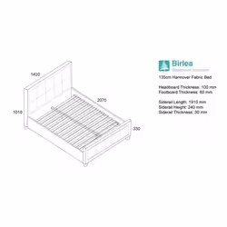Grey Double Bed Frame Birlea Hannover Steel Crushed Velvet Fabric 135cm 4ft6 - Additional view 6