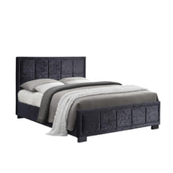 Black Small Double Bed Frame Birlea Hannover Crushed Velvet Fabric 120cm 4ft