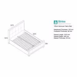 Black Small Double Bed Frame Birlea Hannover Crushed Velvet Fabric 120cm 4ft - Additional view 7