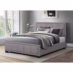 Grey Small Double Bed Frame Birlea Hannover Light Fabric 120cm 4ft Bedstead