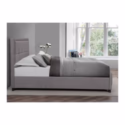 Grey Small Double Bed Frame Birlea Hannover Light Fabric 120cm 4ft Bedstead - Additional view 4