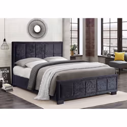 Harrison King Size Bed-Black Crushed Velvet