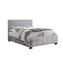 Grey King Size Bed Frame Birlea Hannover Steel Crushed Velvet 150cm 5ft