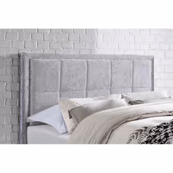 Grey King Size Bed Frame Birlea Hannover Steel Crushed Velvet 150cm 5ft - Additional view 5