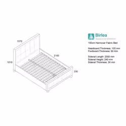 Grey King Size Bed Frame Birlea Hannover Steel Crushed Velvet 150cm 5ft - Additional view 6