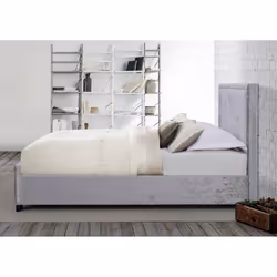 Grey King Size Bed Frame Birlea Hannover Steel Crushed Velvet 150cm 5ft - Additional view 7