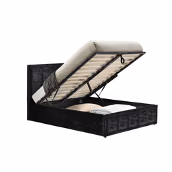 Double Ottoman Bed Black Hannover Frame 4FT6 135cm Storage Crushed Velvet Fabric - Additional view 6