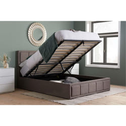 Double Ottoman Bed Grey Hannover Frame 4FT6 135cm Bedstead Storage Fabric