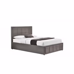Double Ottoman Bed Grey Hannover Frame 4FT6 135cm Bedstead Storage Fabric - Additional view 5