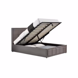 Double Ottoman Bed Grey Hannover Frame 4FT6 135cm Bedstead Storage Fabric - Additional view 6