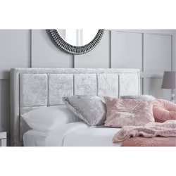 Double Ottoman Bed Grey Hannover Frame 4FT6 135cm Bedstead Storage Velvet Fabric