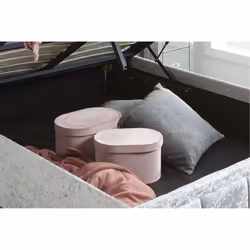 Double Ottoman Bed Grey Hannover Frame 4FT6 135cm Bedstead Storage Velvet Fabric